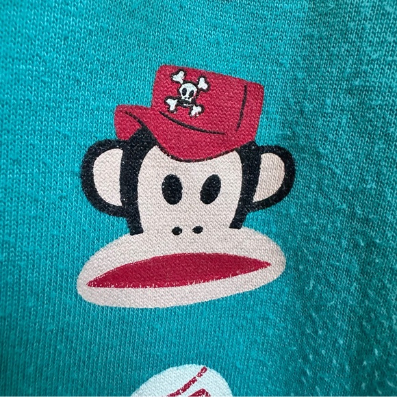 Paul Frank 2011 Teal Julius the Monkey Baseball Print Sherpa Lined Hoodie. XL - Picture 5 of 8